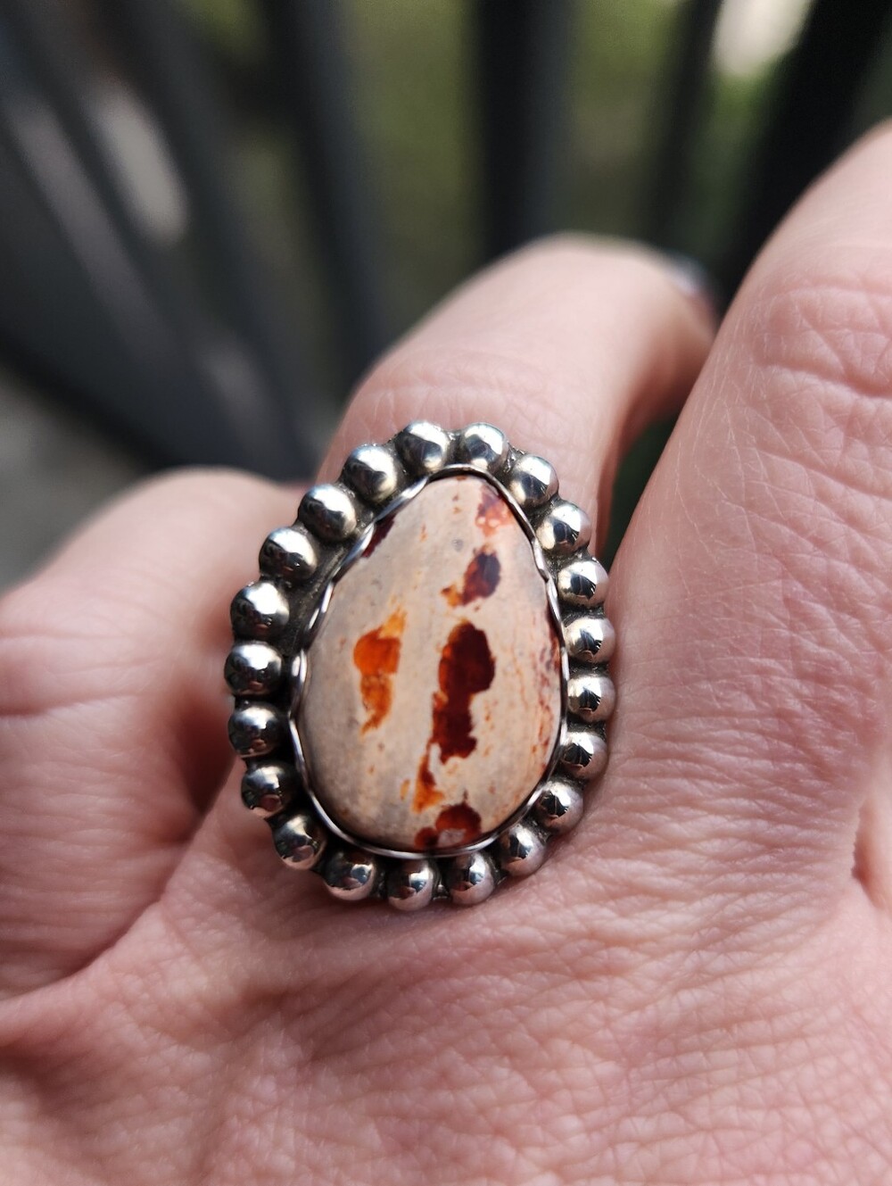 Handmade Sterling Silver 925 Cantera Opal Mexican Fire Opal Ring Size 7